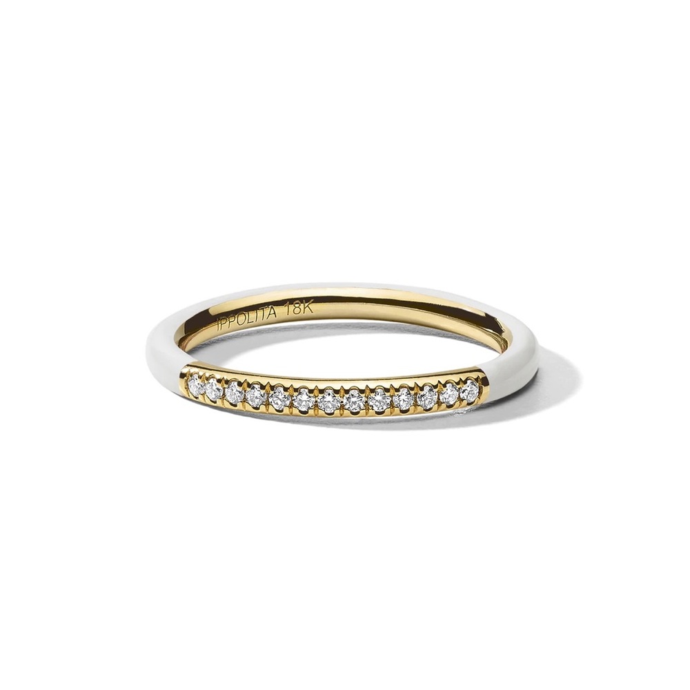 Ippolita Ceramic Ring in 18k Gold with Diamonds - Size 9